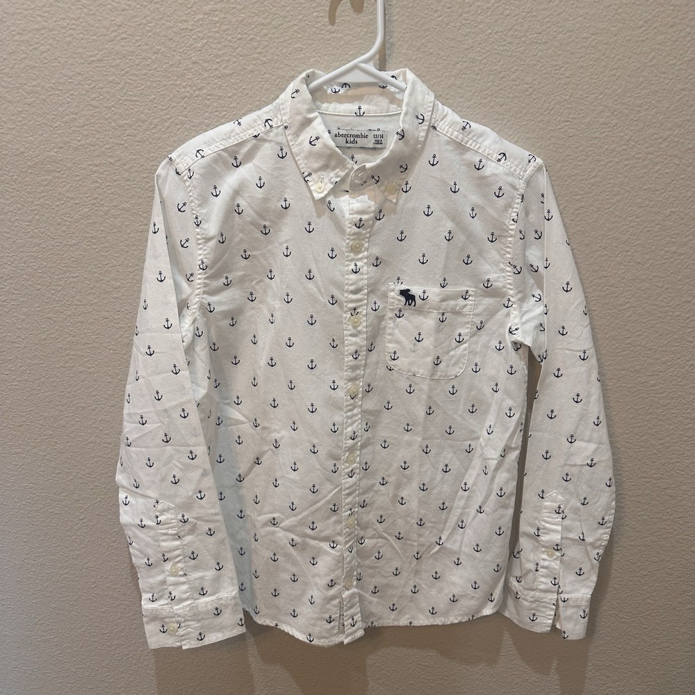Abercrombie Kida Boys Long Sleeve Button Down Shirt Flannel Anchors Boys 13/14